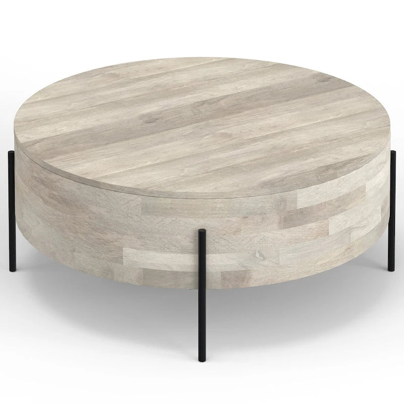 Modern Industrial Round Drum Coffee Table - 38" Diameter