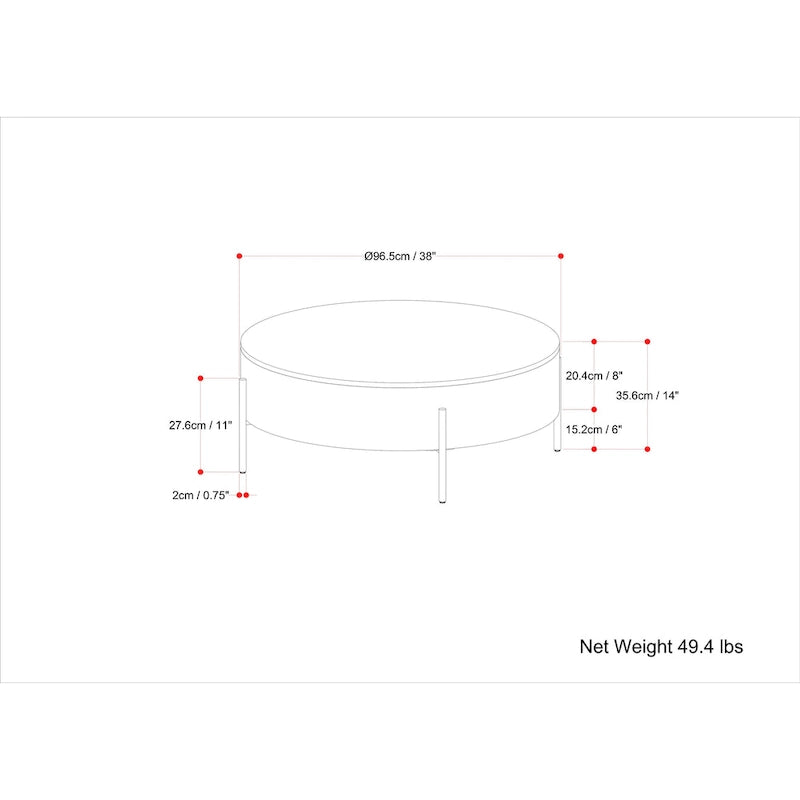 Modern Industrial Round Drum Coffee Table - 38" Diameter