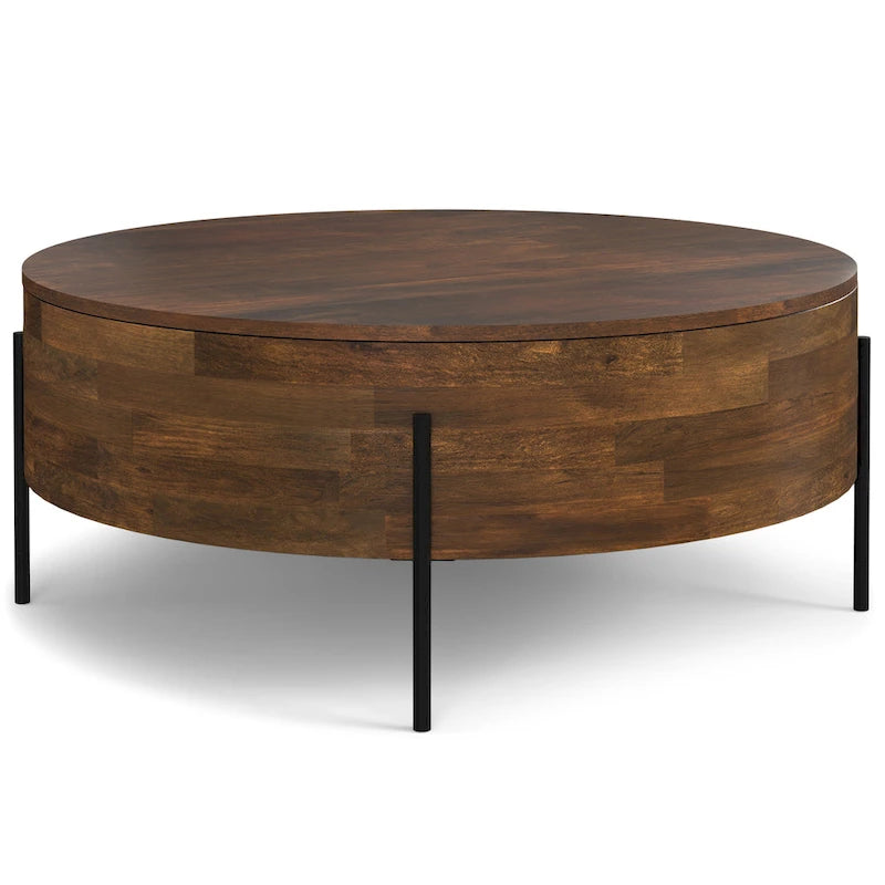 Modern Industrial Round Drum Coffee Table - 38" Diameter