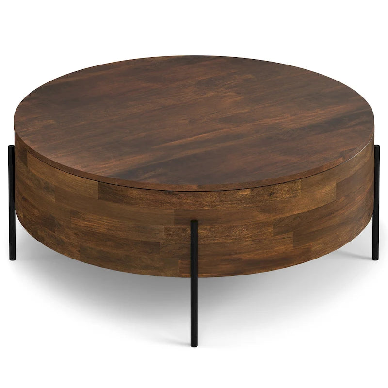 Modern Industrial Round Drum Coffee Table - 38" Diameter