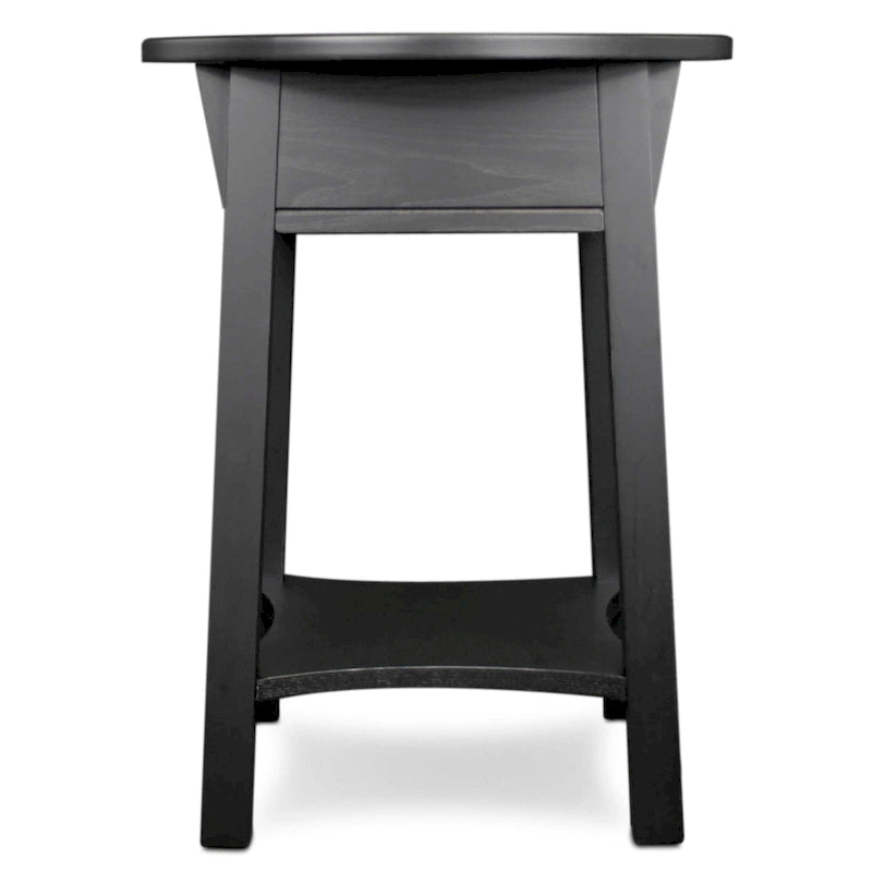 Mission Round End Table with Drawer - Solid North American Ash
