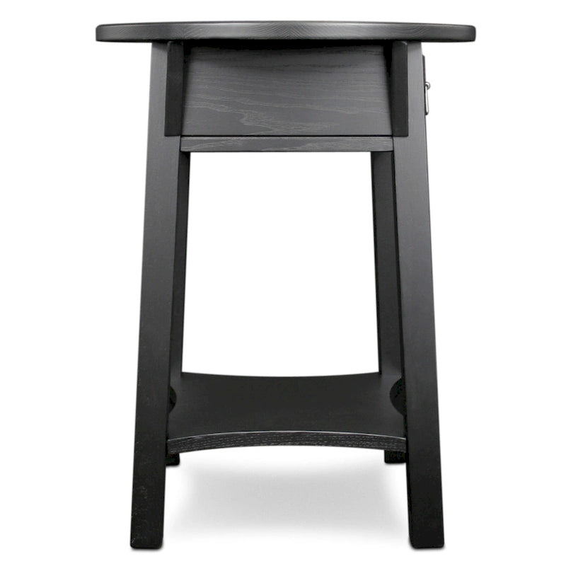 Mission Round End Table with Drawer - Solid North American Ash