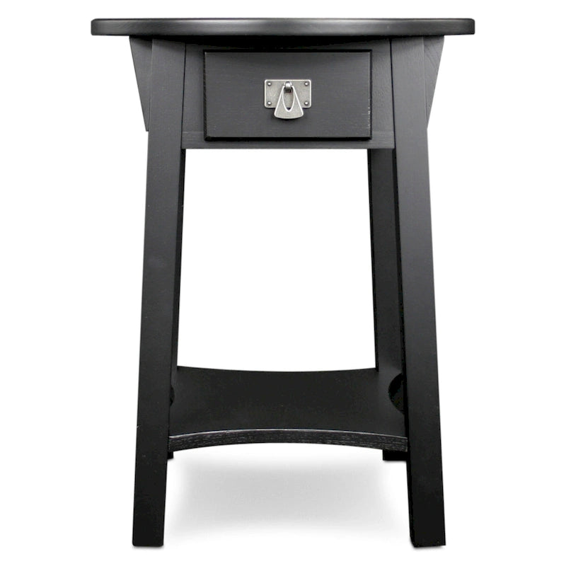 Mission Round End Table with Drawer - Solid North American Ash
