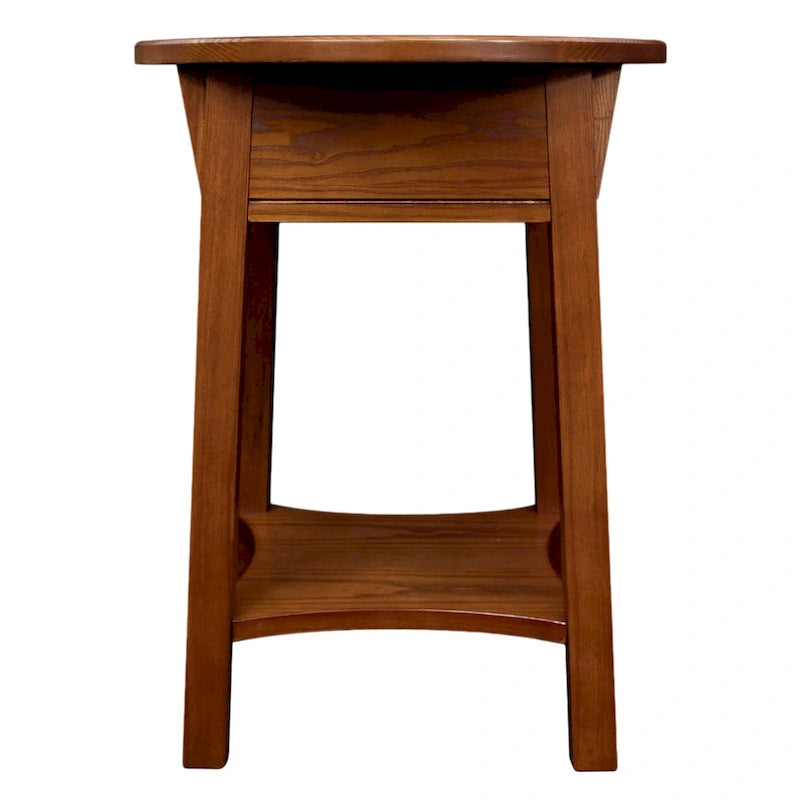 Mission Round End Table with Drawer - Solid North American Ash