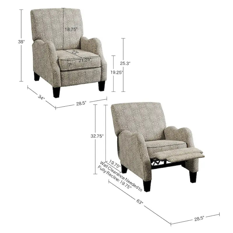 Push Back Recliner - Polyester/Cotton Blend