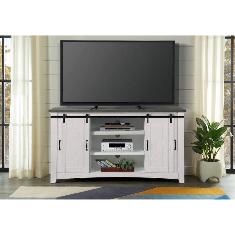 Rustic Farmhouse 65-Inch Wide Solid Wood TV Stand