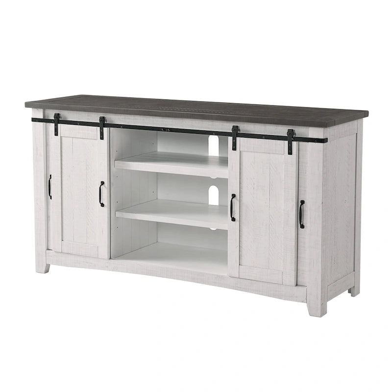 Rustic Farmhouse 65-Inch Wide Solid Wood TV Stand