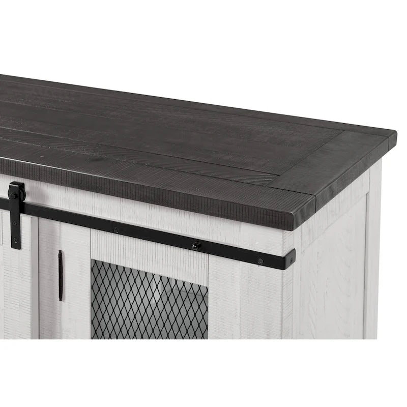Rustic Farmhouse 65-Inch Wide Solid Wood TV Stand