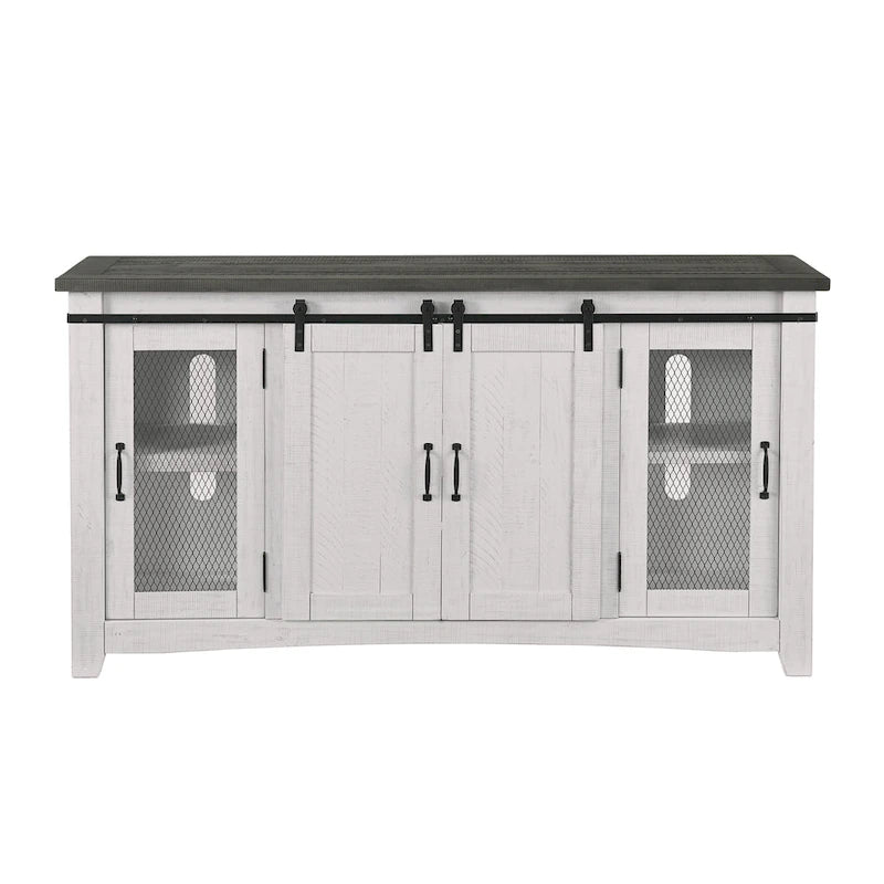 Rustic Farmhouse 65-Inch Wide Solid Wood TV Stand