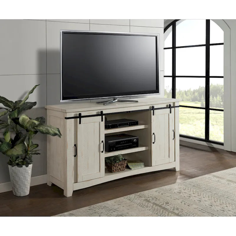 Rustic Farmhouse 65-Inch Wide Solid Wood TV Stand