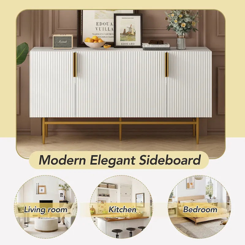 Modern 4-door Sideboard Buffet Cabinet for Dining Room, Living Room, Bedroom, Hallway