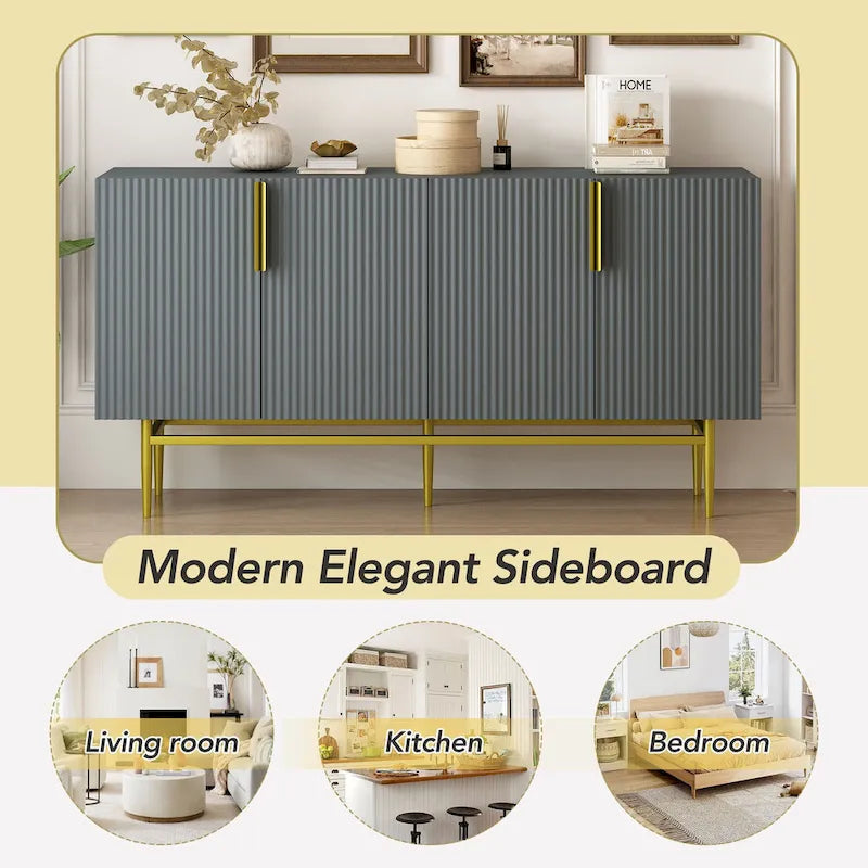 Modern 4-door Sideboard Buffet Cabinet for Dining Room, Living Room, Bedroom, Hallway