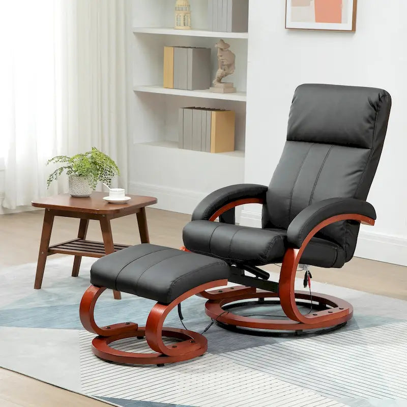 Electric Faux Leather Recliner Chair with Ottoman and Massage