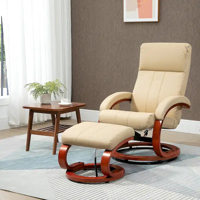 Electric Faux Leather Recliner Chair with Ottoman and Massage