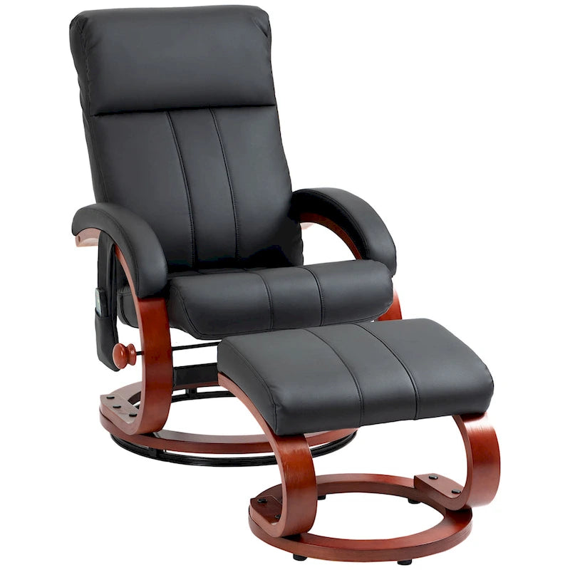 Electric Faux Leather Recliner Chair with Ottoman and Massage