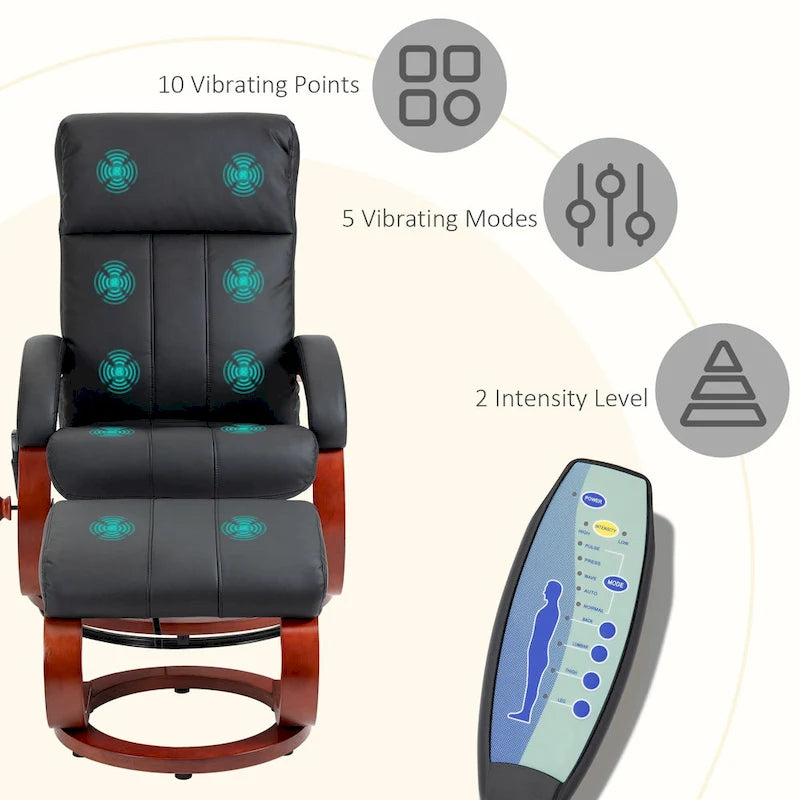 Electric Faux Leather Recliner Chair with Ottoman and Massage