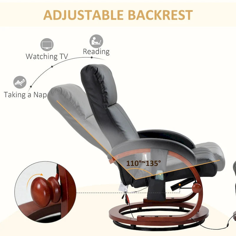 Electric Faux Leather Recliner Chair with Ottoman and Massage