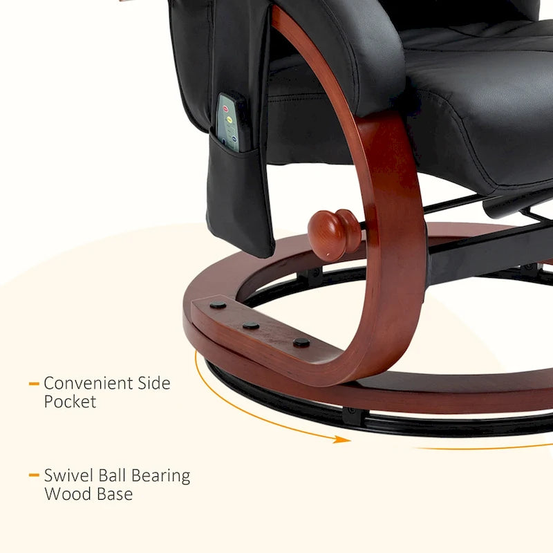 Electric Faux Leather Recliner Chair with Ottoman and Massage