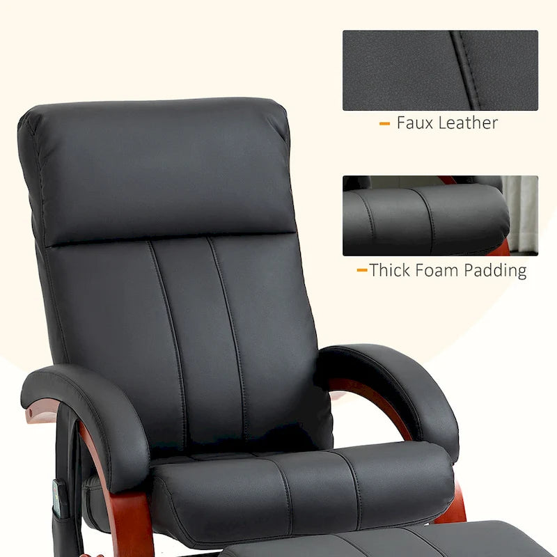 Electric Faux Leather Recliner Chair with Ottoman and Massage