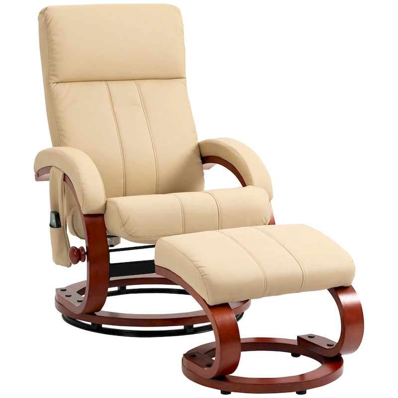 Electric Faux Leather Recliner Chair with Ottoman and Massage