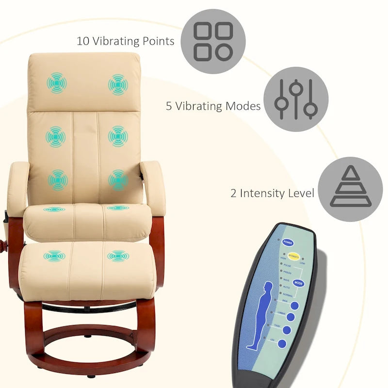 Electric Faux Leather Recliner Chair with Ottoman and Massage