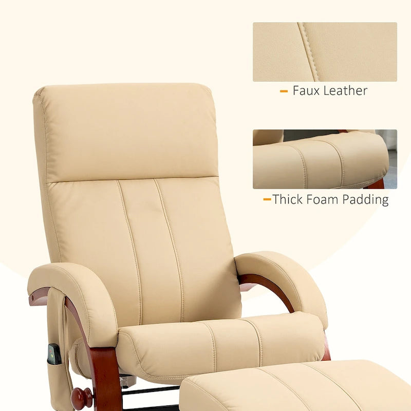 Electric Faux Leather Recliner Chair with Ottoman and Massage