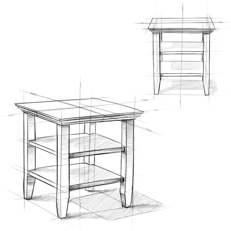 Solid Wood Square Transitional End Table - 19" Wide
