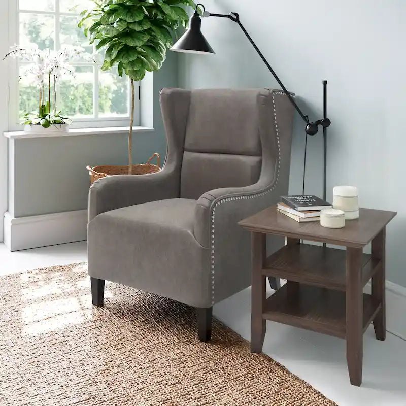 Solid Wood Square Transitional End Table - 19" Wide