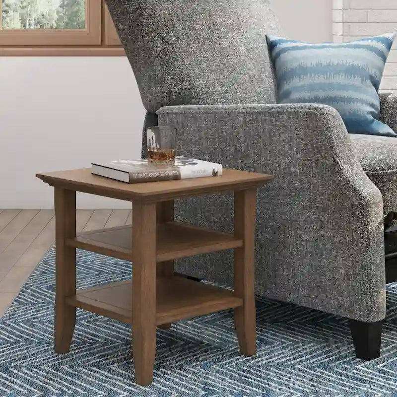 Solid Wood Square Transitional End Table - 19" Wide