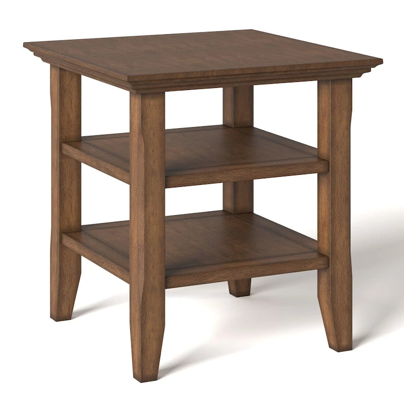Solid Wood Square Transitional End Table - 19" Wide