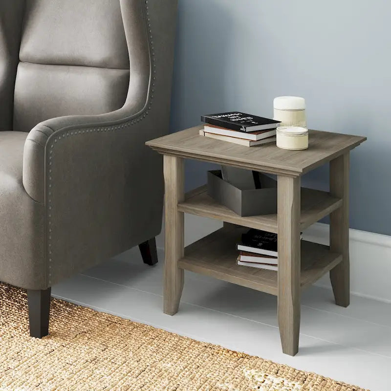 Solid Wood Square Transitional End Table - 19" Wide