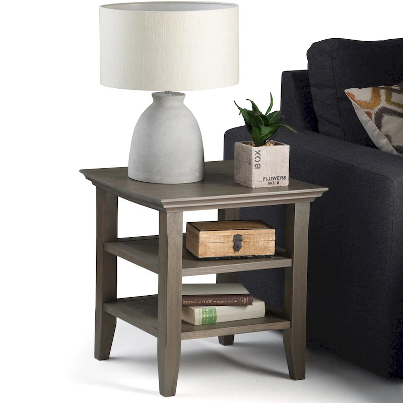 Solid Wood Square Transitional End Table - 19" Wide