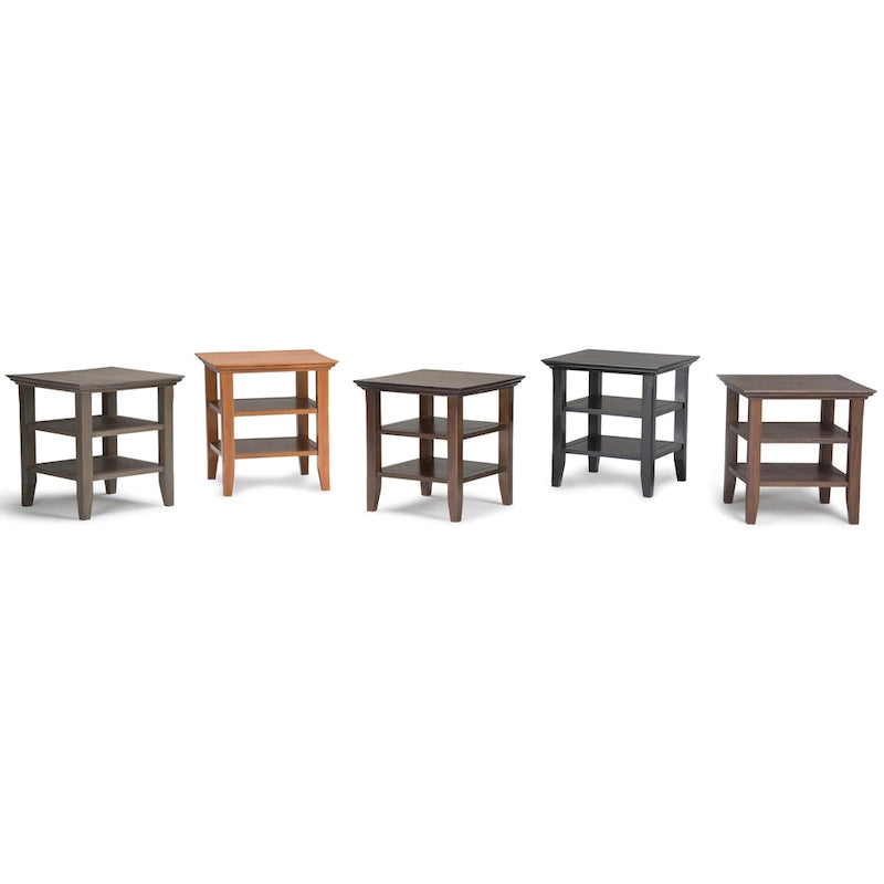 Solid Wood Square Transitional End Table - 19" Wide