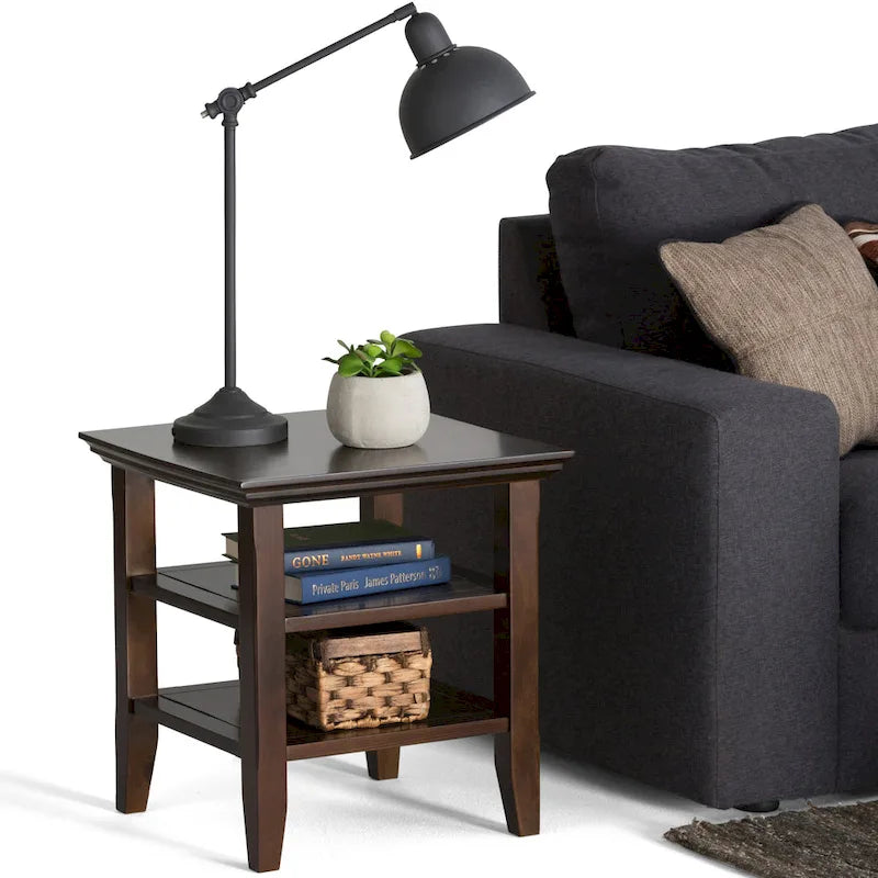 Solid Wood Square Transitional End Table - 19" Wide