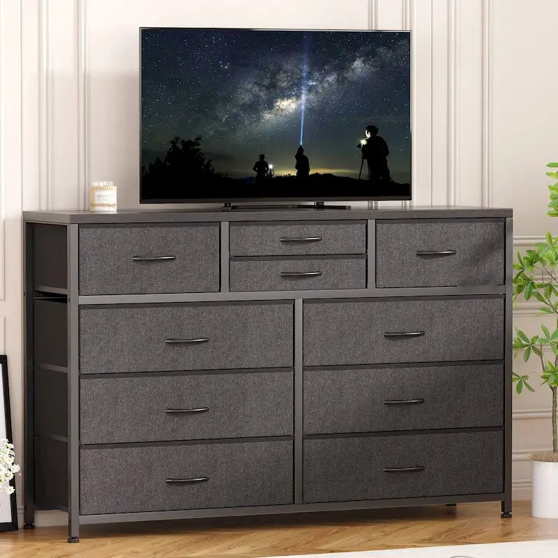 10-Drawer Dresser and TV Stand - Modern, Fits TVs up to 55"
