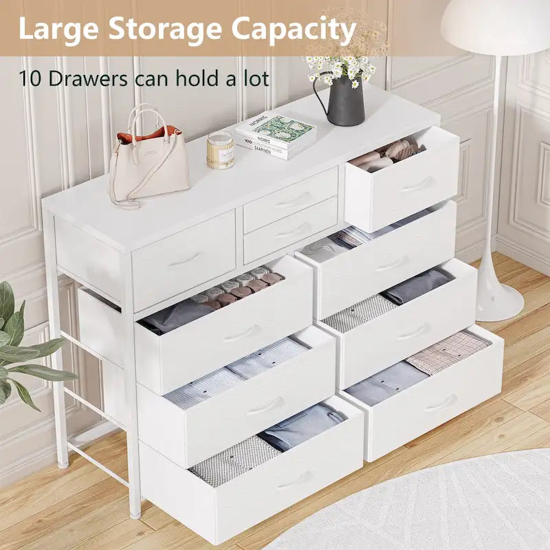 10-Drawer Dresser and TV Stand - Modern, Fits TVs up to 55"