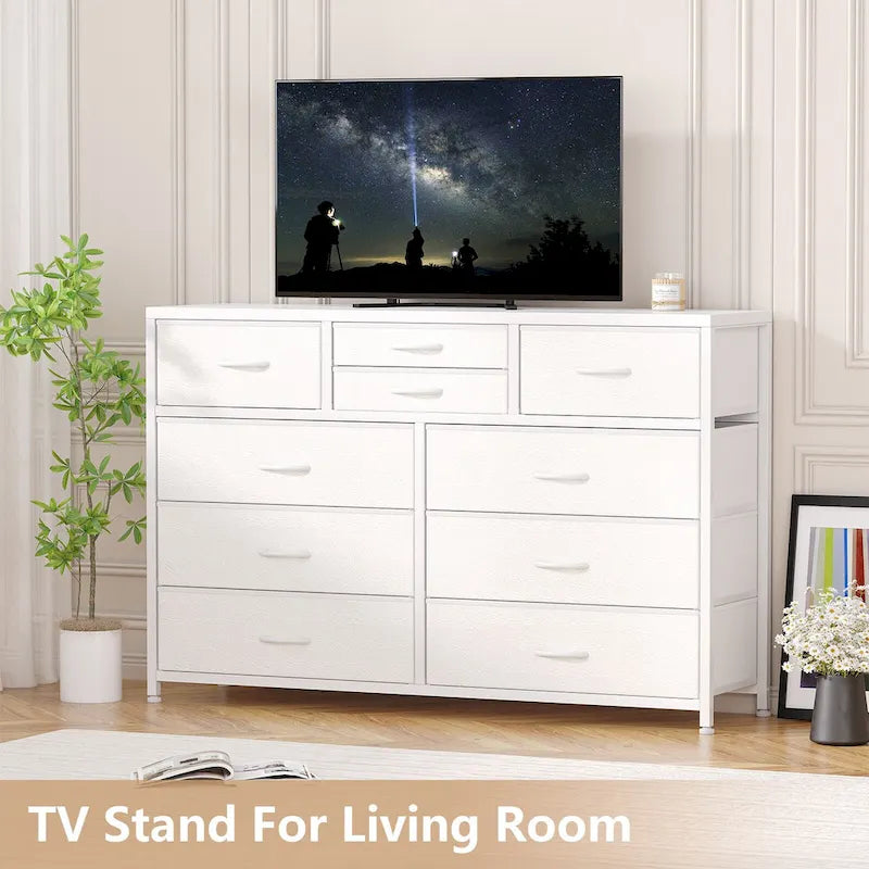10-Drawer Dresser and TV Stand - Modern, Fits TVs up to 55"