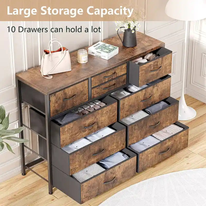 10-Drawer Dresser and TV Stand - Modern, Fits TVs up to 55"