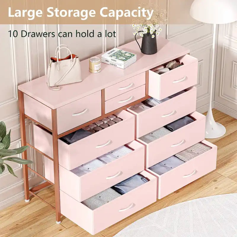 10-Drawer Dresser and TV Stand - Modern, Fits TVs up to 55"