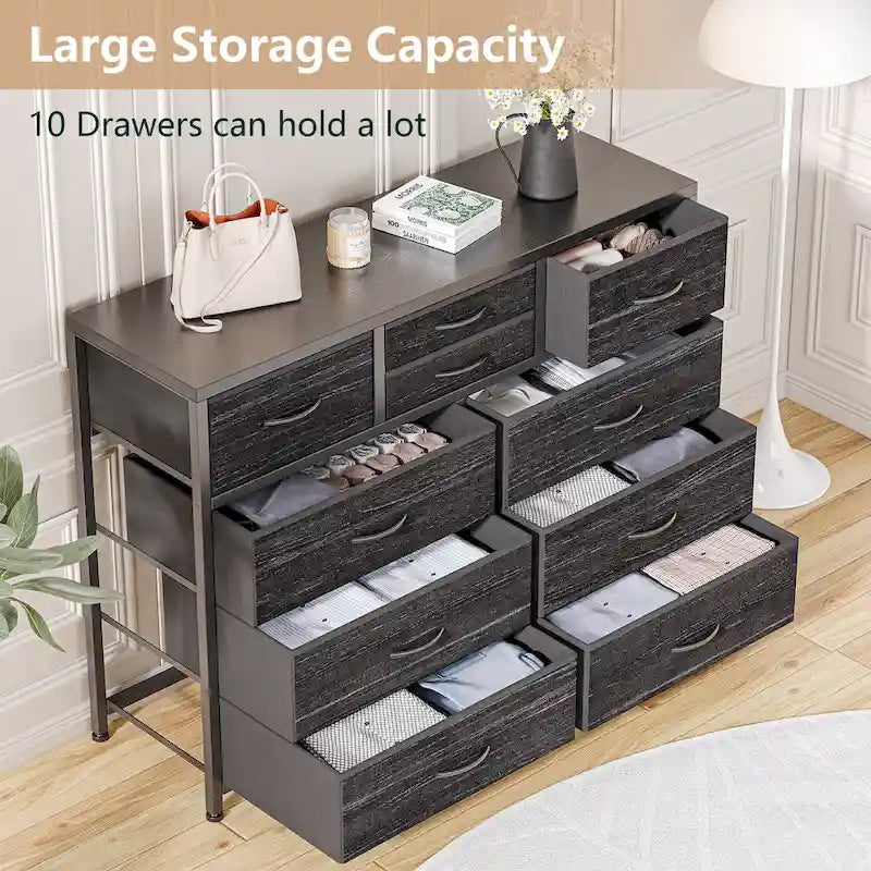 10-Drawer Dresser and TV Stand - Modern, Fits TVs up to 55"