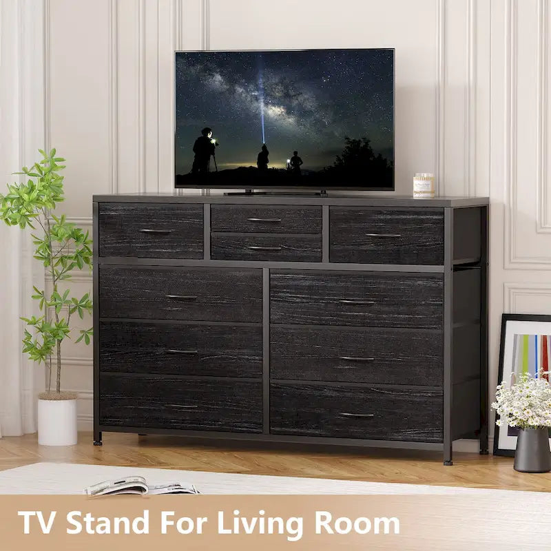 10-Drawer Dresser and TV Stand - Modern, Fits TVs up to 55"