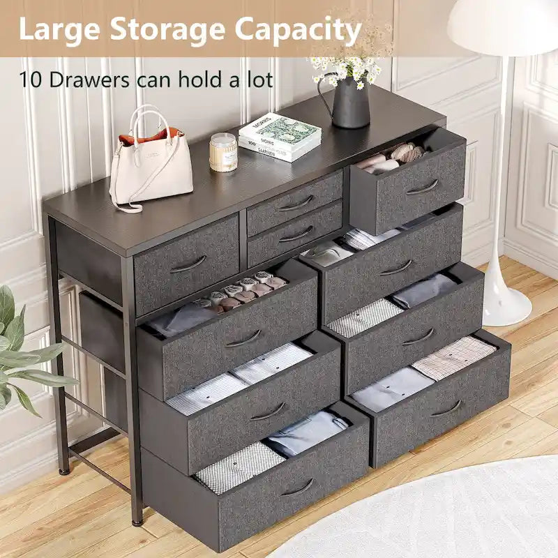10-Drawer Dresser and TV Stand - Modern, Fits TVs up to 55"