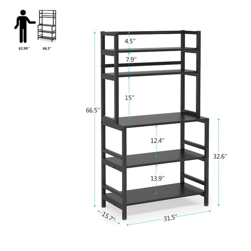 Étagère de cuisine à 5 niveaux avec armoire haute, étagère de rangement utilitaire - 80 x 40 x 160 cm