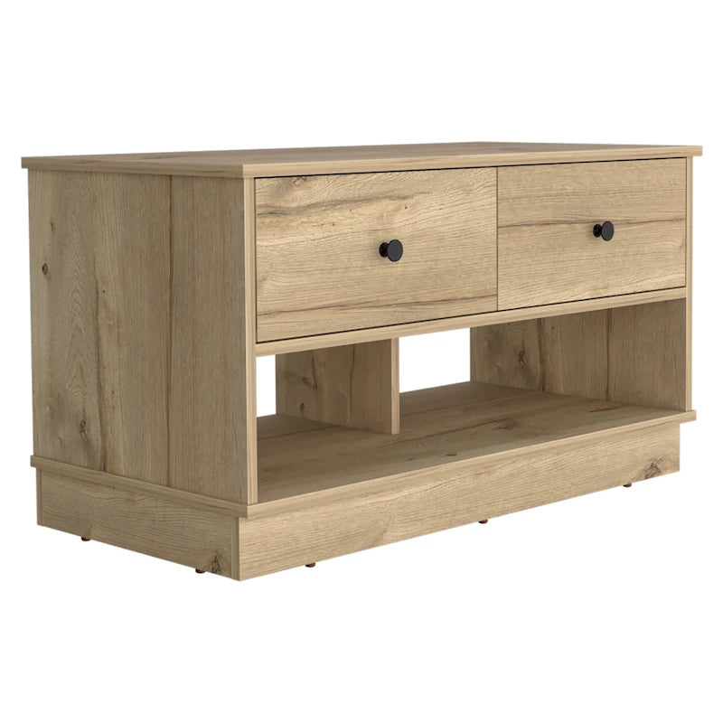 36-Inch Wide Storage Bench with 2 Open Shelves and 2 Drawers
