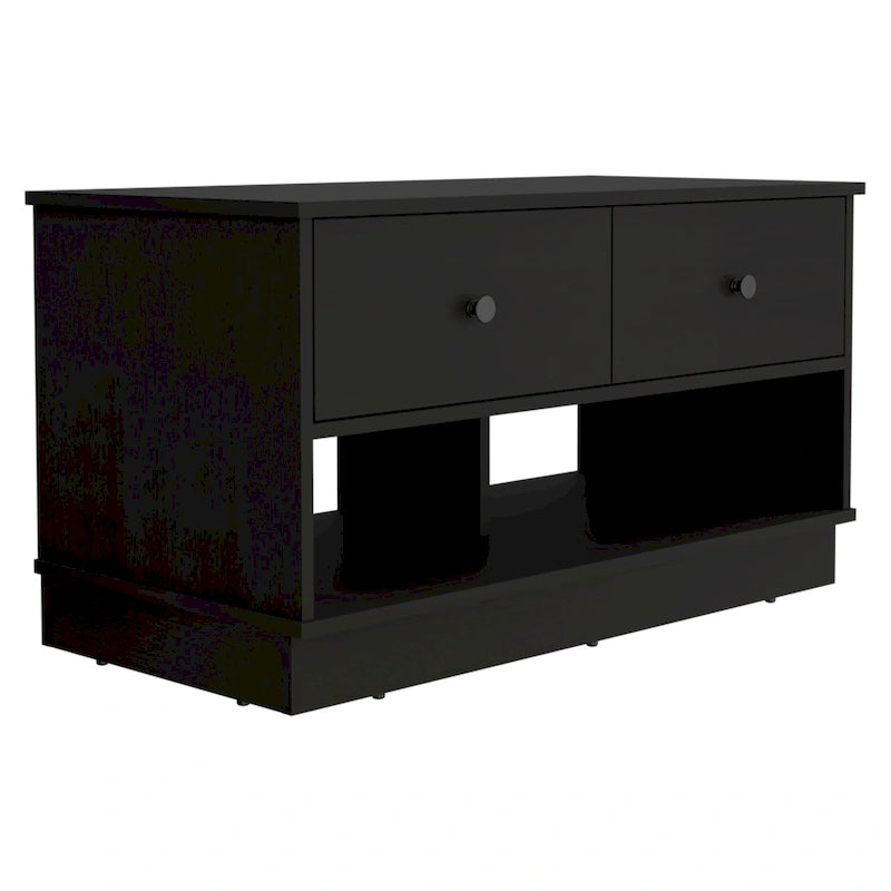 36-Inch Wide Storage Bench with 2 Open Shelves and 2 Drawers