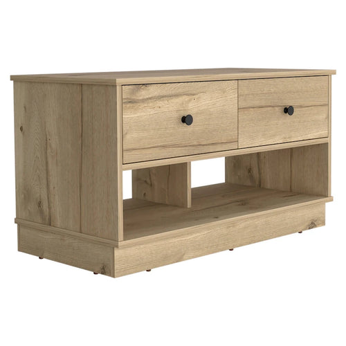 36-Inch Wide Storage Bench with 2 Open Shelves and 2 Drawers
