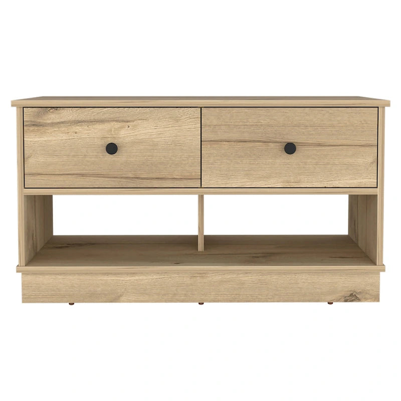 36-Inch Wide Storage Bench with 2 Open Shelves and 2 Drawers