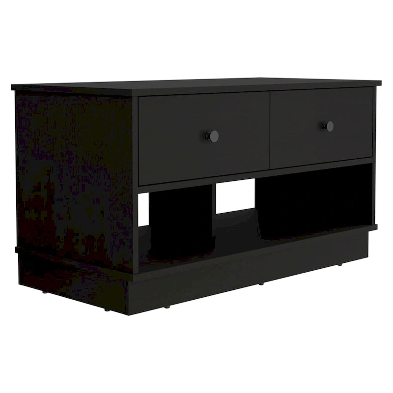 36-Inch Wide Storage Bench with 2 Open Shelves and 2 Drawers