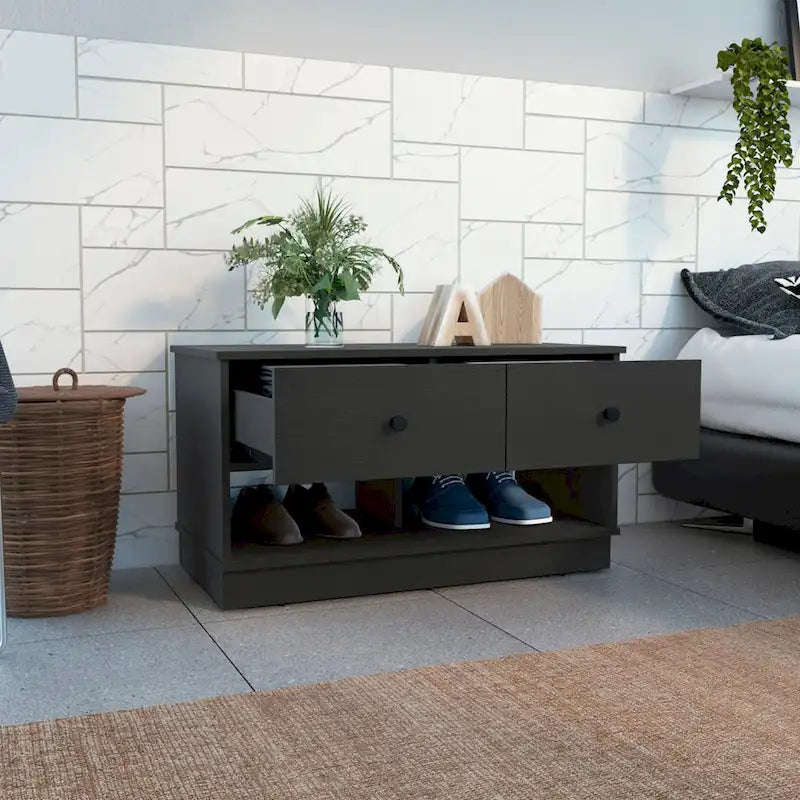 36-Inch Wide Storage Bench with 2 Open Shelves and 2 Drawers