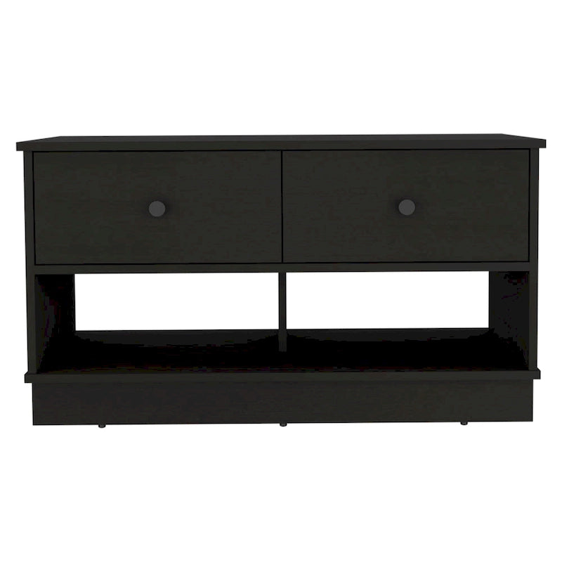 36-Inch Wide Storage Bench with 2 Open Shelves and 2 Drawers